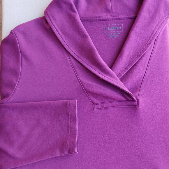 L.L.Bean Long-Sleeve Shawl Collar Pullover Dark Plum XL reg sweatshirt t-shirt - Picture 1 of 14